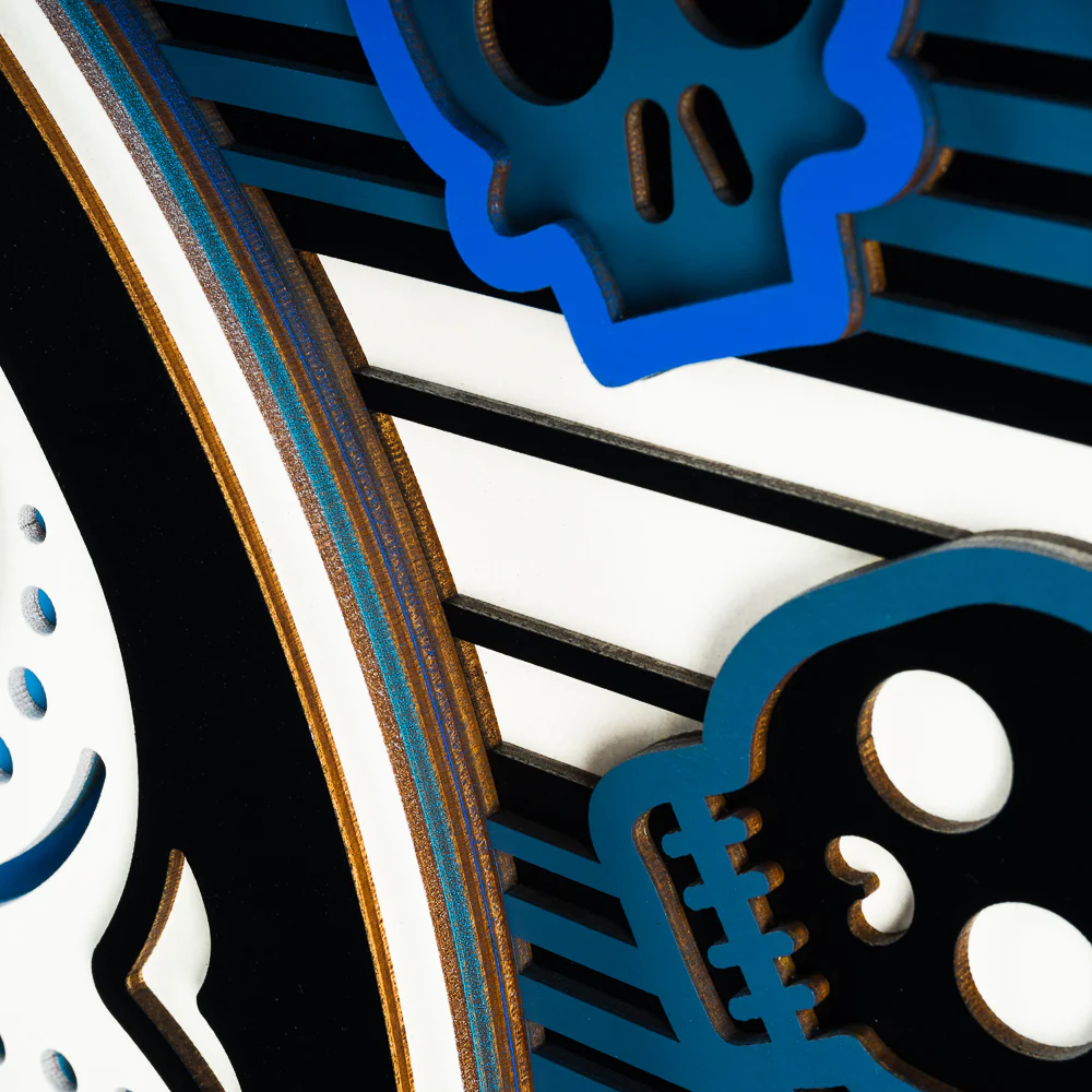 Blue Serape Sugar Skull Wood Wall Art - Image 4