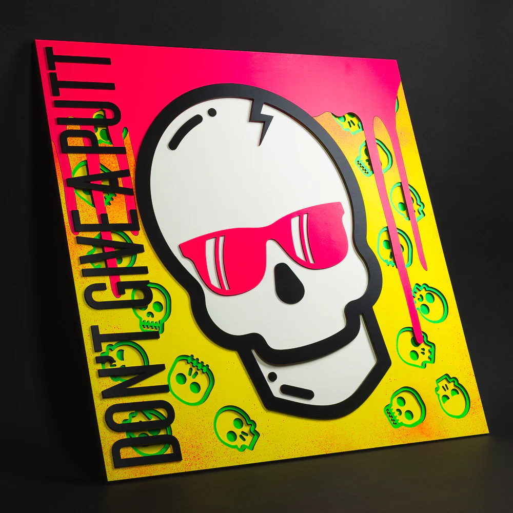 Don't Give A Putt Skull Wood Wall Art