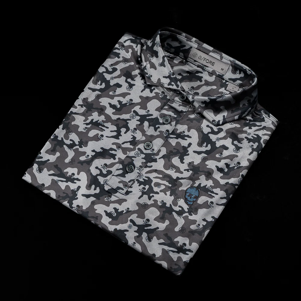 G/Fore Black Camo Skull Polo Shirt